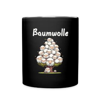 Cotton Sheep Cartoon Funny Sheep Pun - Full Colour Mug - black - Front