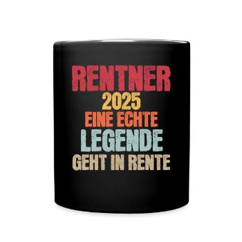 Rentner 2025 - Tasse einfarbig - Schwarz - Vorne