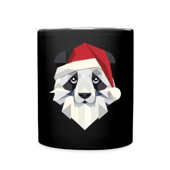 Merry Christmas Panda in Modern Style - Full Colour Mug - black - Front