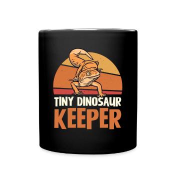 Tiny Dinosaur Keeper Retro Style - Full Colour Mug - black - Front