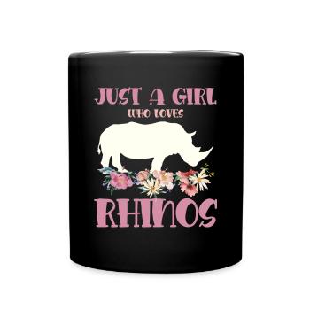 Simply a girl who loves rhinos flowers - Full Colour Mug - black - Front