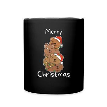 Quokka Weihnachtsbaum Weihnachts Tiere Quokkas - Tasse einfarbig - Schwarz - Vorne