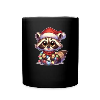 Chapeau de Noël Fées de Noël Raton laveur - Mug uni - noir - Devant