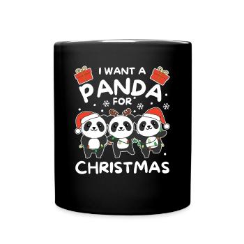 Je veux un panda pour Noël mignons pandas - Mug uni - noir - Devant