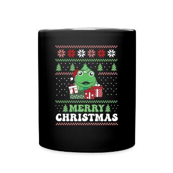Joyeux Noël rétro moche grenouille de Noël - Mug uni - noir - Devant