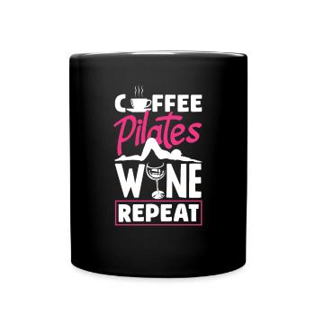 Café Pilates Vin Répéter - Mug uni - noir - Devant