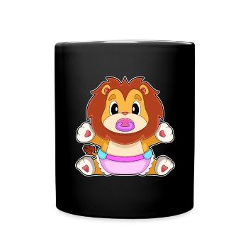 Löwe Baby Schnuller - Tasse einfarbig - Schwarz - Vorne