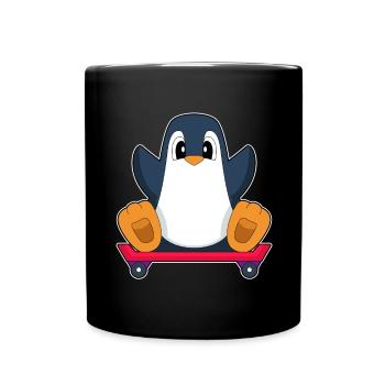 Pinguin Skater Skateboard - Tasse einfarbig - Schwarz - Vorne