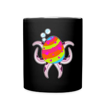 Krake Ostern Osterei - Tasse einfarbig - Schwarz - Vorne
