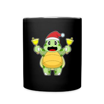 Schildkröte Weihnachten Weihnachtsglocken - Tasse einfarbig - Schwarz - Vorne