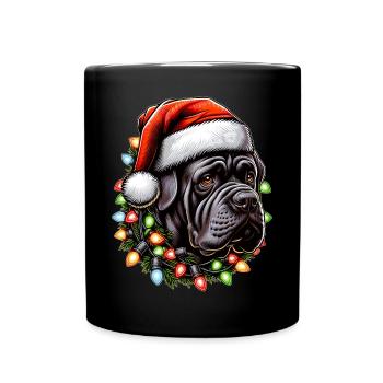 Cane Corso Hund Weihnachtsmütze Xmas - Tasse einfarbig - Schwarz - Vorne
