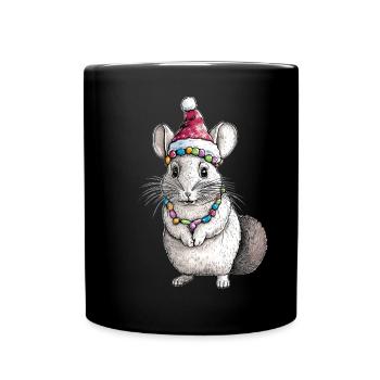 Chinchilla Santa Hat Xmas - Full Colour Mug - black - Front