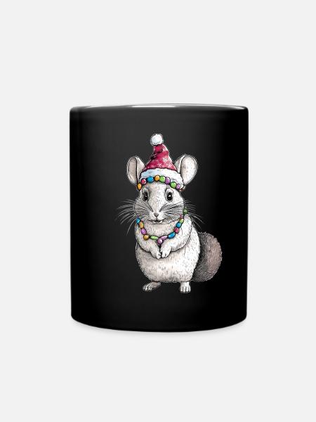 Chinchilla Weihnachtsmütze Xmas - Tasse einfarbig - Schwarz