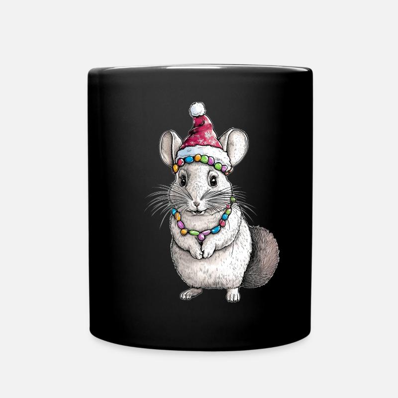 Chinchilla Weihnachtsmütze Xmas - Tasse einfarbig - Schwarz