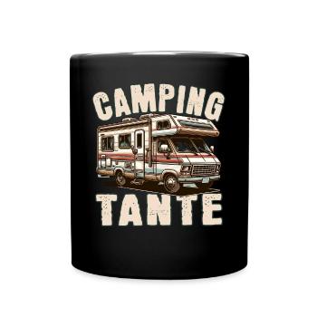 Camping Tante - Tasse einfarbig - Schwarz - Vorne