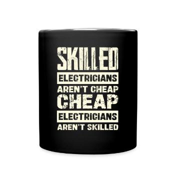 Experienced electricians are not cheap - Full Colour Mug - black - Front