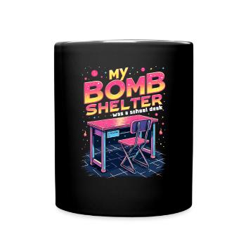 Mein Luftschutzbunker war meine Schulbank Gen X - Tasse einfarbig - Schwarz - Vorne