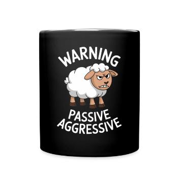 Avertissement Mouton Passif Agressif Humour - Mug uni - noir - Devant