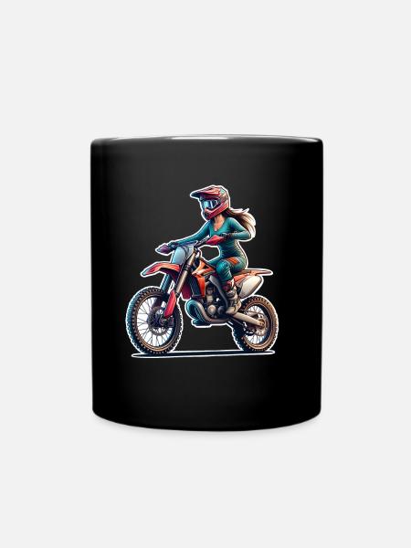 Motocross Women Girls Girl - Full Colour Mug - black