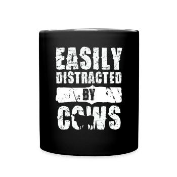 Facilement distrait par le motif de vache drôle de vache - Mug uni - noir - Devant