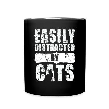 Facilement distrait par les chats - Mug uni - noir - Devant