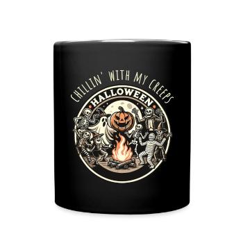 Halloween Chillin' Mit Meinen Creeps - Tasse einfarbig - Schwarz - Vorne