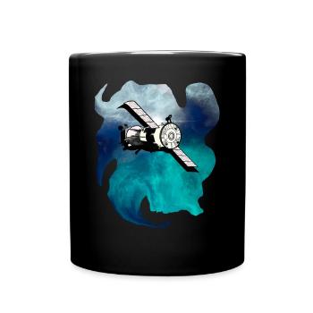 Weltraum Satellit - Tasse einfarbig - Schwarz - Vorne