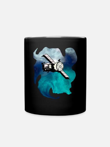 Weltraum Satellit - Tasse einfarbig - Schwarz