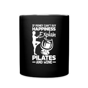 Expliquer le Pilates et le vin avec bonheur - Mug uni - noir - Devant