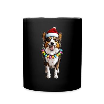 Collie Chien Père Noël Noël - Mug uni - noir - Devant