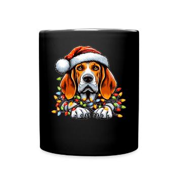 Coonhound Chien Chapeau de Noël Noël - Mug uni - noir - Devant