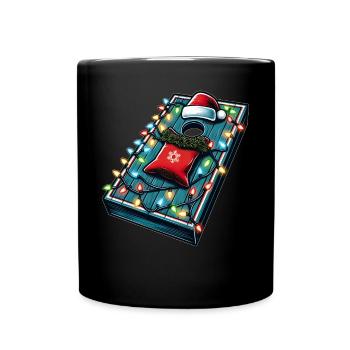 Niedlicher Cornhole Weihnachtshut Xmas - Tasse einfarbig - Schwarz - Vorne