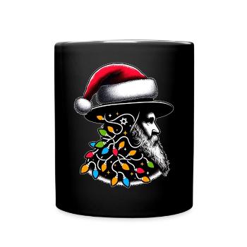 Rabbi Hebrew Christmas Hat Xmas - Full Colour Mug - black - Front