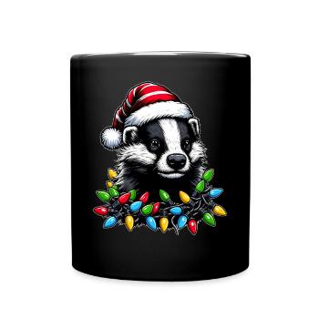 Honigdachs Ratel Weihnachtsmütze Xmas - Tasse einfarbig - Schwarz - Vorne