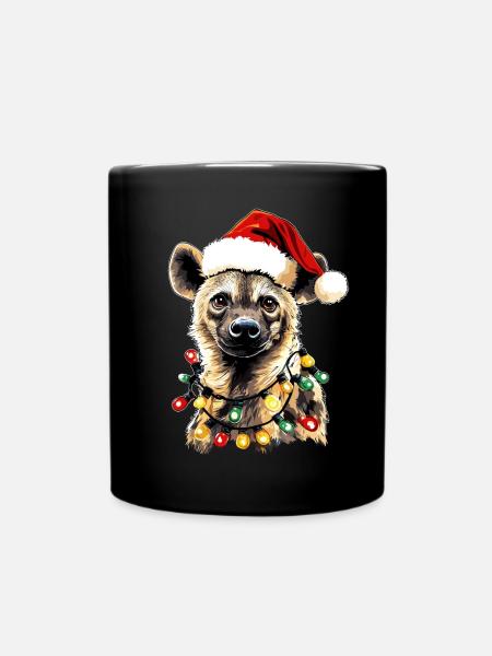Chapeau de Noël mignon hyène Noël - Mug uni - noir