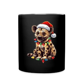 Chapeau de Noël mignon hyène Noël - Mug uni - noir - Devant