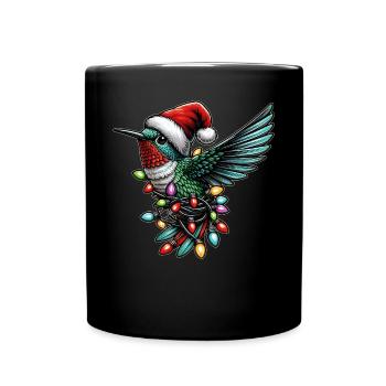 Bunte Kolibri Weihnachtsmütze Xmas - Tasse einfarbig - Schwarz - Vorne