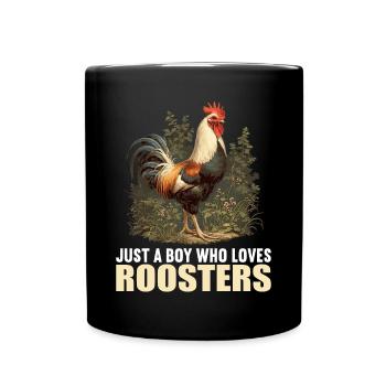 Rooster Hähne Hahn - Tasse einfarbig - Schwarz - Vorne