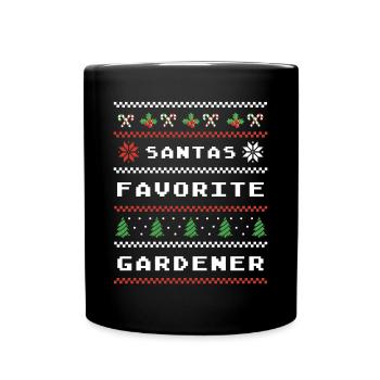 Santas Lieblingsgärtner Weihnachten Motiv - Tasse einfarbig - Schwarz - Vorne