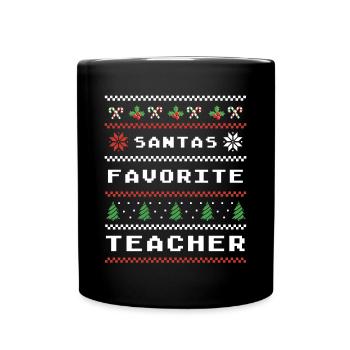 Santas Lieblingslehrer Festlich Weihnachtlich - Tasse einfarbig - Schwarz - Vorne
