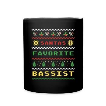 Santas Lieblingsbassist Weihnachten Bass Design - Tasse einfarbig - Schwarz - Vorne