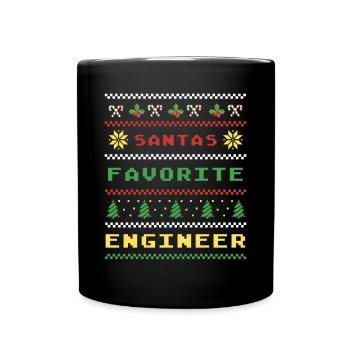 Weihnachtliches Ingenieur-Motiv - Tasse einfarbig - Schwarz - Vorne