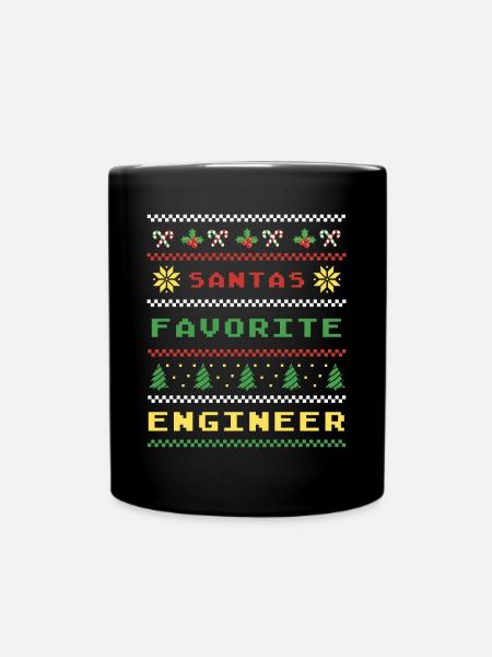 Juleingeniørmotiv - Ensfarget kopp - svart