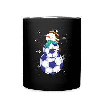Cheerful snowman with soccer balls - Full Colour Mug - black - Front