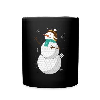 Bonhomme de neige joyeux fait de balles de golf - Mug uni - noir - Devant