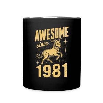 Capricorne anniversaire grand depuis 1981 - Mug uni - noir - Devant