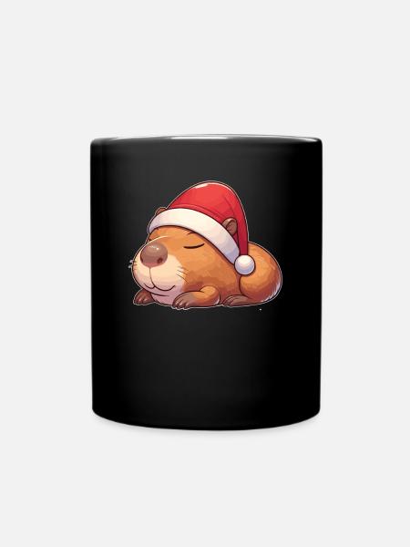 Weihnachtsmütze Weihnachten Lichterkette - Tasse einfarbig - Schwarz