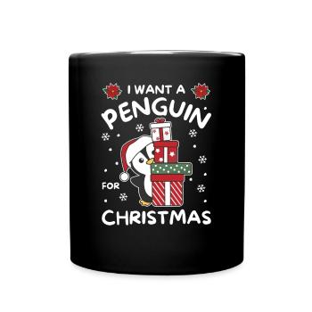 Je veux un pingouin pour Noël mignons pingouins - Mug uni - noir - Devant