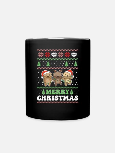 Merry Christmas retro ugly christmas Otter - Tasse einfarbig - Schwarz