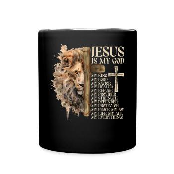 Lion de Juda - La foi en chrétien - Mug uni - noir - Devant